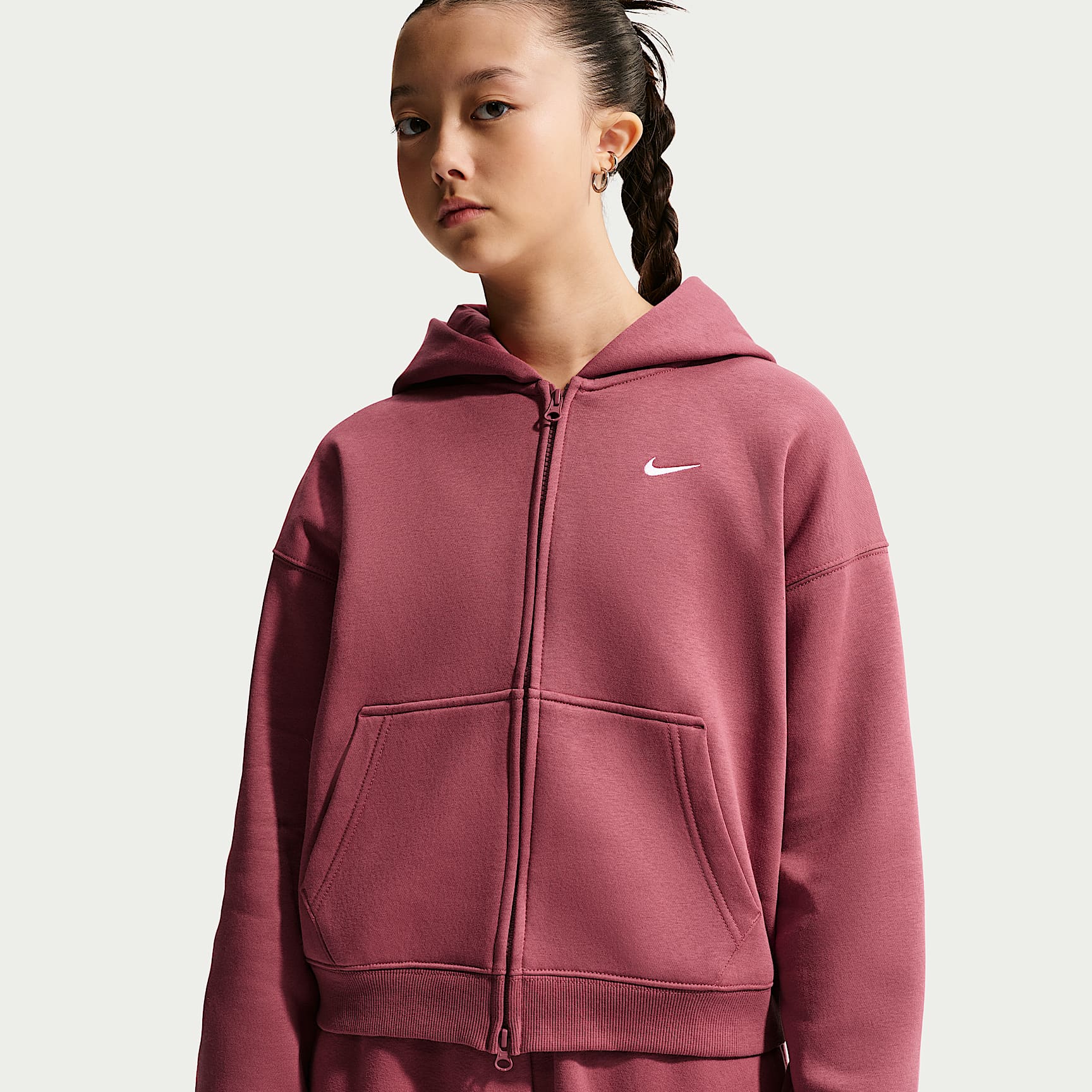 OURs ローズ着用 NIKE フーディ 90s パーカー Nike Sportswear Studio Fleece Oldrr Kids' (Girls') Oversized Full